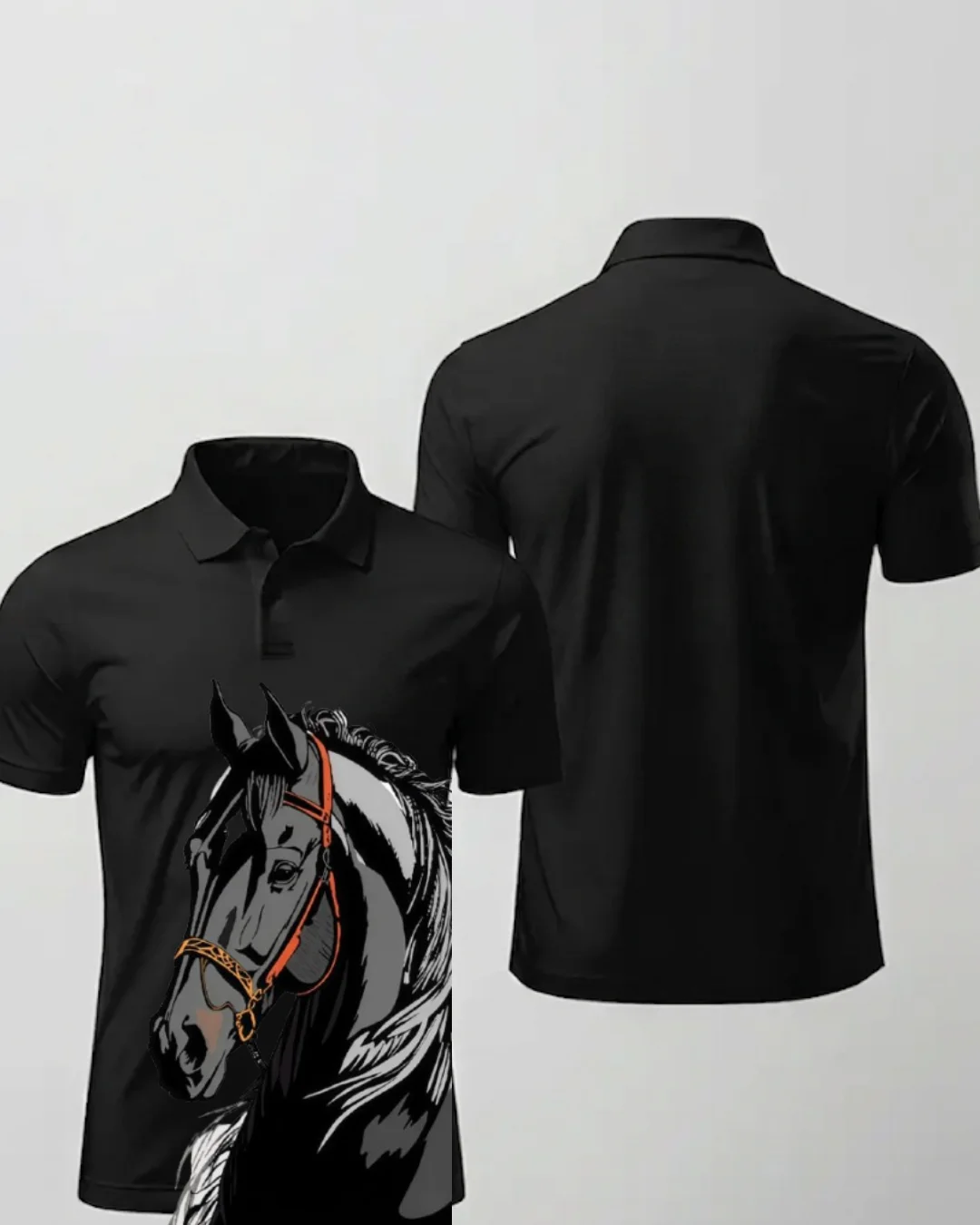 Home Royal Black Horse Premium Polo T-Shirt | Custom Printed Luxury Edition